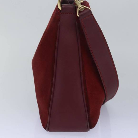 GUCCI Bamboo Hand Bag Suede 2way Red 001 1638 Auth 79161 - Picture 4 of 16